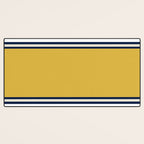 Wide and Thin Stripes Color Block Pattern in Mustard Yellow, Navy Blue, Ivory, and White Desk Mat Gallery Image 3