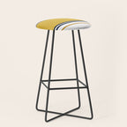 Wide and Thin Stripes Color Block Pattern in Mustard Yellow, Navy Blue, Ivory, and White Stool Gallery Image 1