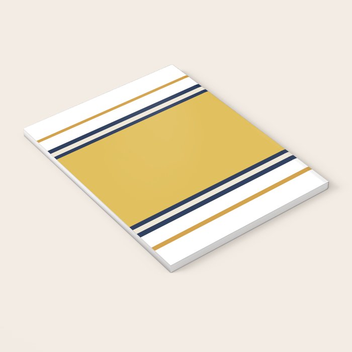 Wide and Thin Stripes Color Block Pattern in Mustard Yellow, Navy Blue, Ivory, and White Notebook Gallery Image 3