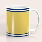 Wide and Thin Stripes Color Block Pattern in Mustard Yellow, Navy Blue, Ivory, and White Coffee Mug Gallery Image 1