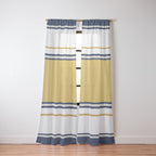 Wide and Thin Stripes Color Block Pattern in Mustard Yellow, Navy Blue, Ivory, and White Window Curtain Gallery Image 2