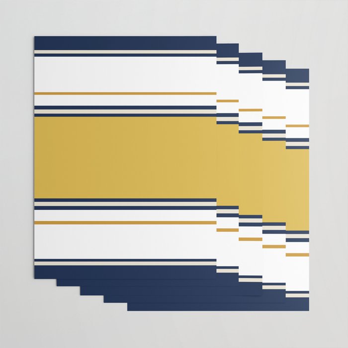 Wide and Thin Stripes Color Block Pattern in Mustard Yellow, Navy Blue, Ivory, and White Wrapping Paper Gallery Image 3