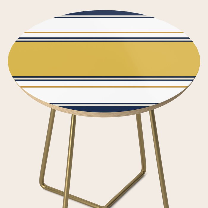 Wide and Thin Stripes Color Block Pattern in Mustard Yellow, Navy Blue, Ivory, and White Side Table Gallery Image 2
