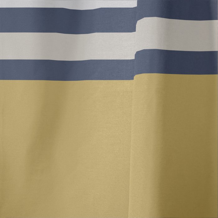 Wide and Thin Stripes Color Block Pattern in Mustard Yellow, Navy Blue, Ivory, and White Window Curtain Gallery Image 4