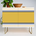 Wide and Thin Stripes Color Block Pattern in Mustard Yellow, Navy Blue, Ivory, and White Credenza Gallery Image 1