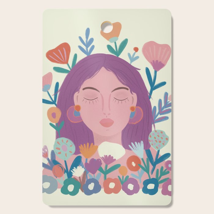 Dream Portrait/ spring flowers  Cutting Board Gallery Image 1