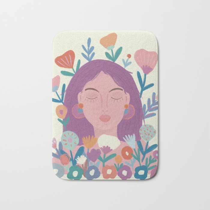 Dream Portrait/ spring flowers  Bath Mat Gallery Image 1