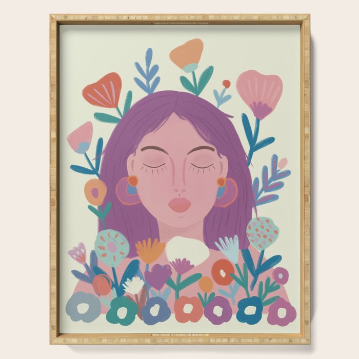 Dream Portrait/ spring flowers  Serving Tray Gallery Image 1