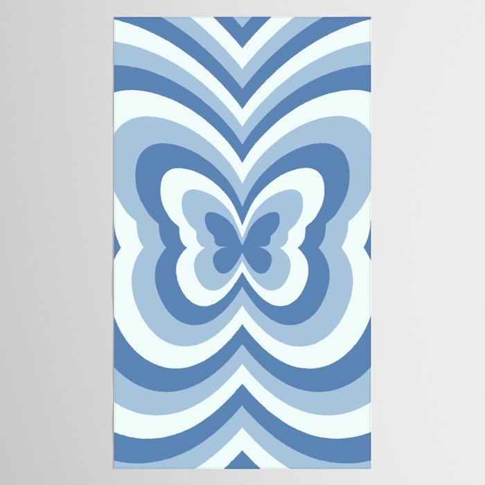 Retro 70s Butterfly in Ocean Blue Tablecloth Gallery Image 2