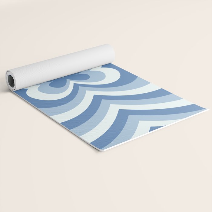 Retro 70s Butterfly in Ocean Blue Yoga Mat Gallery Image 2