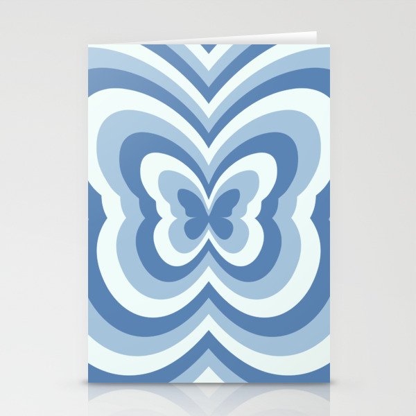 Retro 70s Butterfly in Ocean Blue Stationery Card Gallery Image 2