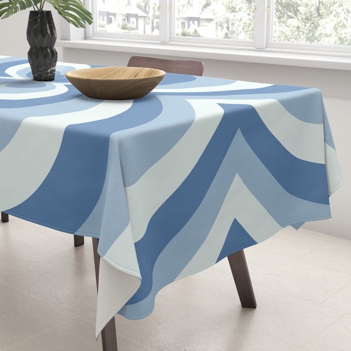 Retro 70s Butterfly in Ocean Blue Tablecloth Gallery Image 3