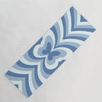 Retro 70s Butterfly in Ocean Blue Yoga Mat Gallery Image 1