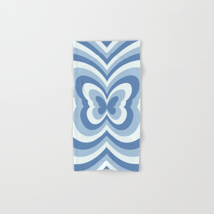 Retro 70s Butterfly in Ocean Blue Bath Towel Gallery Image 1