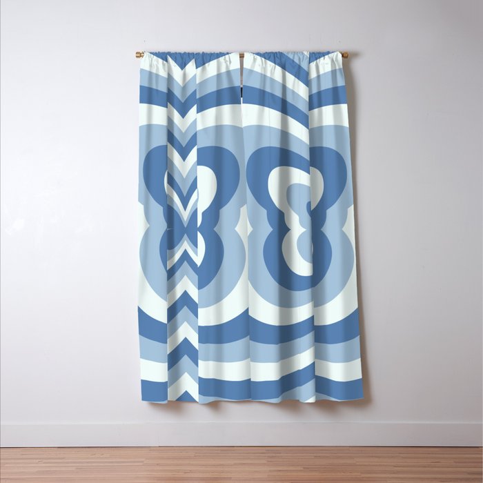 Retro 70s Butterfly in Ocean Blue Window Curtain Gallery Image 3