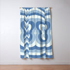 Retro 70s Butterfly in Ocean Blue Window Curtain Gallery Image 3