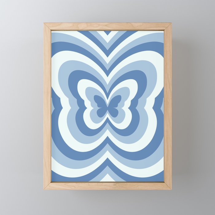 Retro 70s Butterfly in Ocean Blue Mini Art Print Gallery Image 1