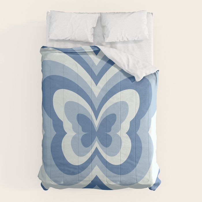 Retro 70s Butterfly in Ocean Blue Comforter Gallery Image 6