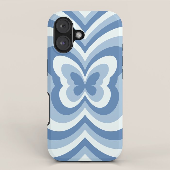 Retro 70s Butterfly in Ocean Blue iPhone Case Gallery Image 1