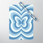 Retro 70s Butterfly in Ocean Blue Wrapping Paper Gallery Image 1