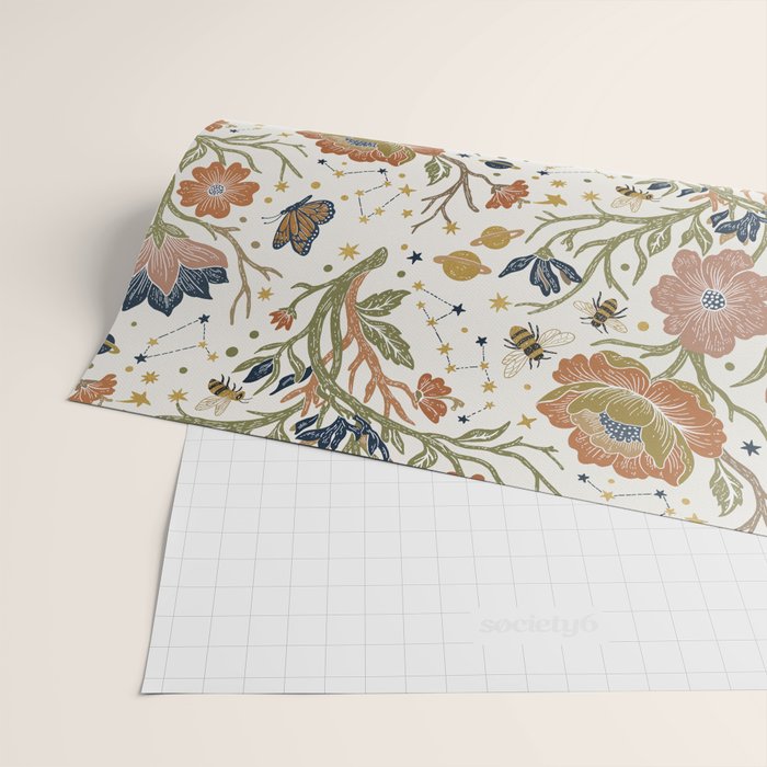 Boho Floral Galaxy Garden Wrapping Paper Gallery Image 2