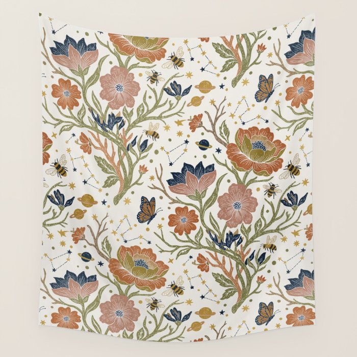 Boho Floral Galaxy Garden Wall Tapestry Gallery Image 1