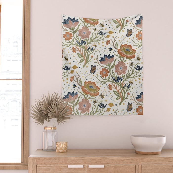 Boho Floral Galaxy Garden Wall Tapestry Gallery Image 2