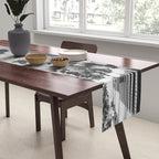 Black Cats Auditioning in Hollywood black and white photograph Table Runner Gallery Image 2