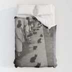 Black Cats Auditioning in Hollywood black and white photograph Duvet Cover Gallery Image 6
