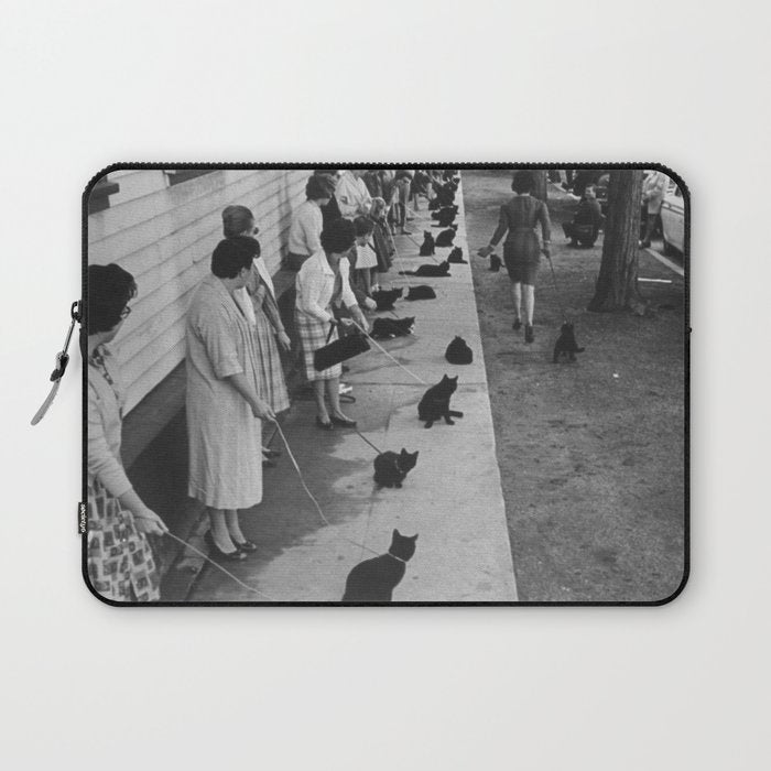 Black Cats Auditioning in Hollywood black and white photograph Laptop Sleeve