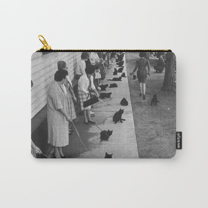 Black Cats Auditioning in Hollywood black and white photograph Carry All Pouch Gallery Image 1