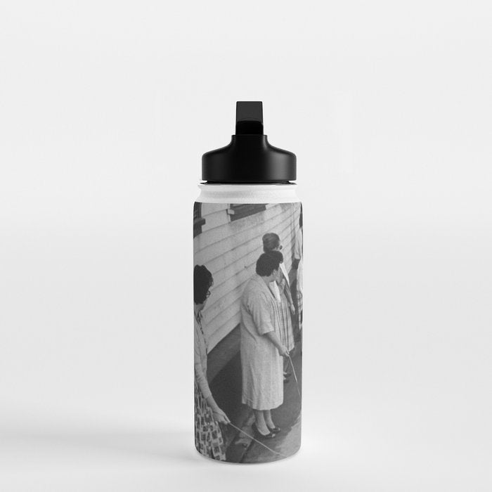 Black Cats Auditioning in Hollywood black and white photograph Water Bottle Gallery Image 3