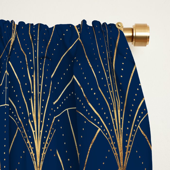 Art Deco Waterfalls // Navy Blue Window Curtain Gallery Image 2