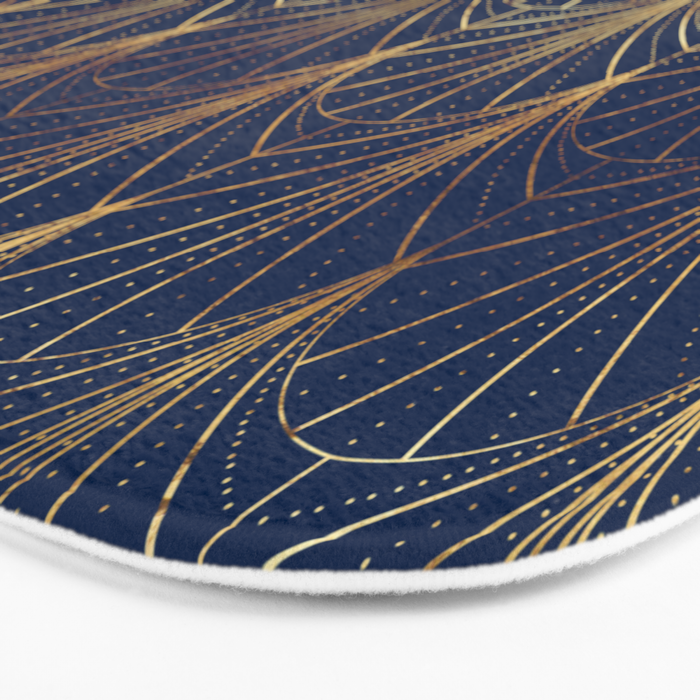 Art Deco Waterfalls // Navy Blue Bath Mat Gallery Image 3