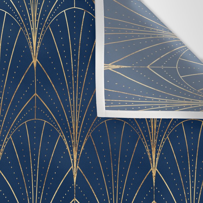 Art Deco Waterfalls // Navy Blue Wall Tapestry Gallery Image 3