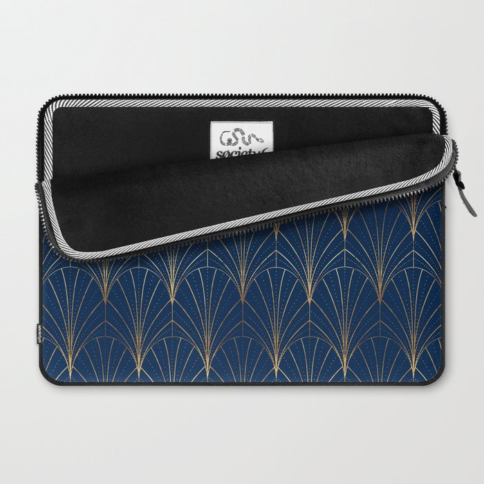 Art Deco Waterfalls // Navy Blue Laptop Sleeve Gallery Image 2