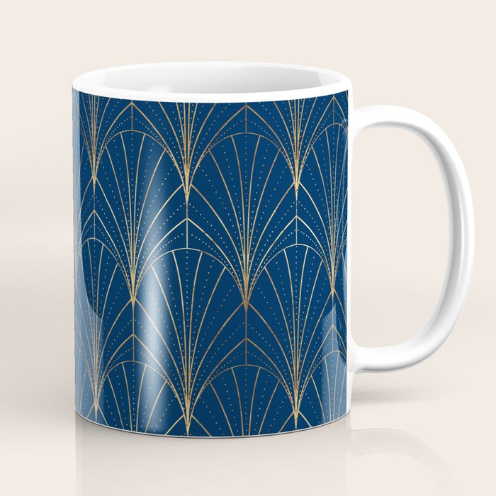 Art Deco Waterfalls // Navy Blue Coffee Mug Gallery Image 1