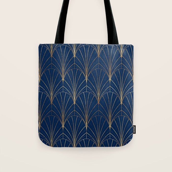 Art Deco Waterfalls // Navy Blue Tote Bag Gallery Image 1