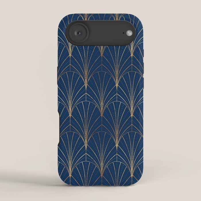 Art Deco Waterfalls // Navy Blue iPhone Case Gallery Image 2
