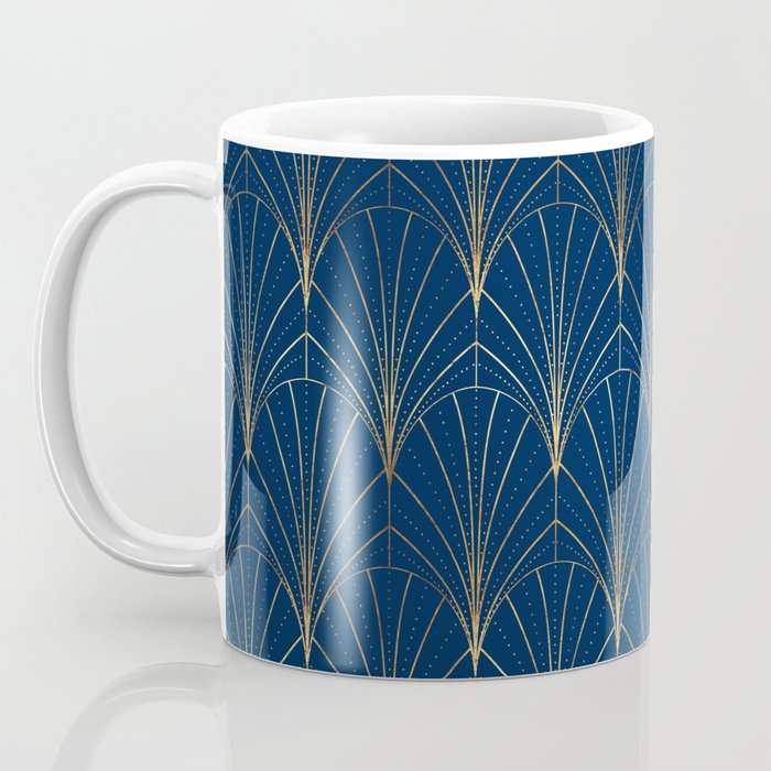 Art Deco Waterfalls // Navy Blue Coffee Mug Gallery Image 3