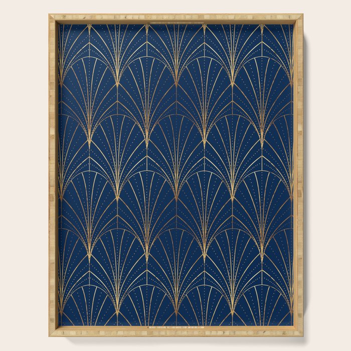 Art Deco Waterfalls // Navy Blue Serving Tray Gallery Image 1