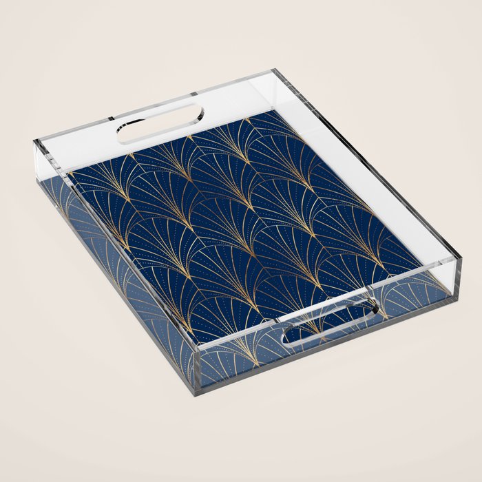 Art Deco Waterfalls // Navy Blue Acrylic Tray Gallery Image 1
