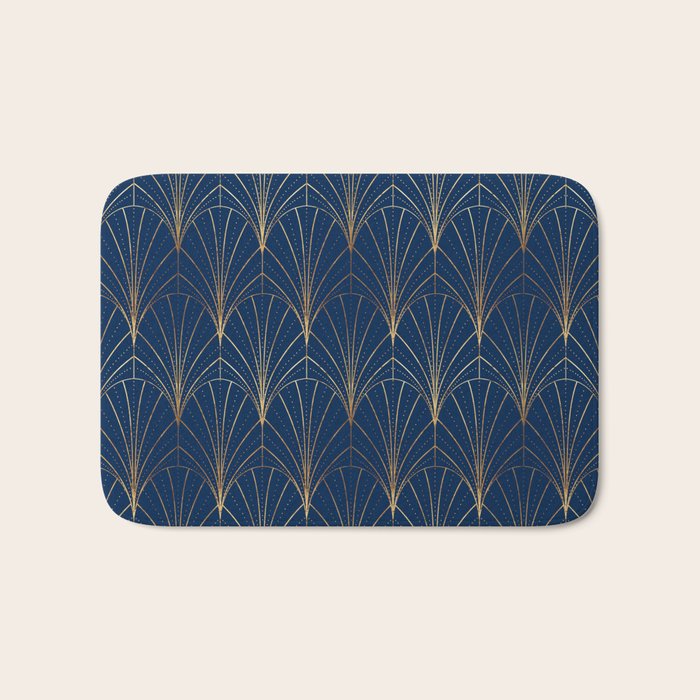 Art Deco Waterfalls // Navy Blue Bath Mat Gallery Image 1