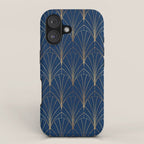 Art Deco Waterfalls // Navy Blue iPhone Case Gallery Image 1