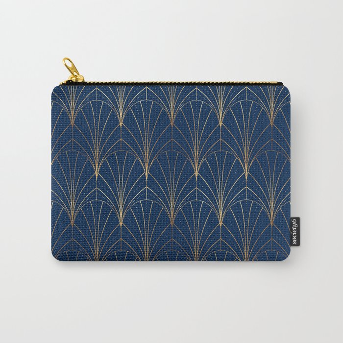 Art Deco Waterfalls // Navy Blue Carry All Pouch Gallery Image 1