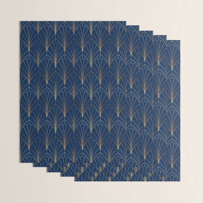 Art Deco Waterfalls // Navy Blue Wrapping Paper Gallery Image 3