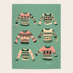 Christmas Sweaters - Vintage Blush Mint Palette Poster Gallery Image 4