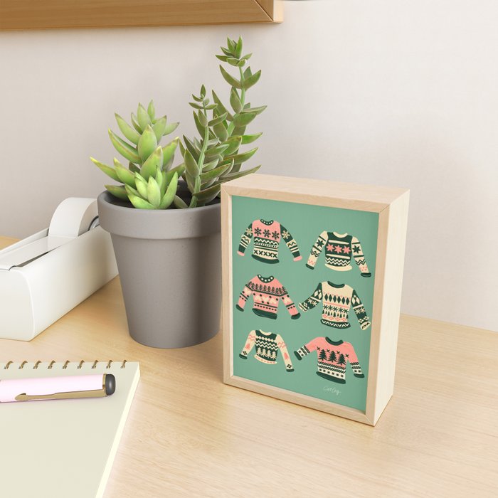 Christmas Sweaters - Vintage Blush Mint Palette Mini Art Print Gallery Image 2