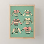 Christmas Sweaters - Vintage Blush Mint Palette Mini Art Print Gallery Image 1