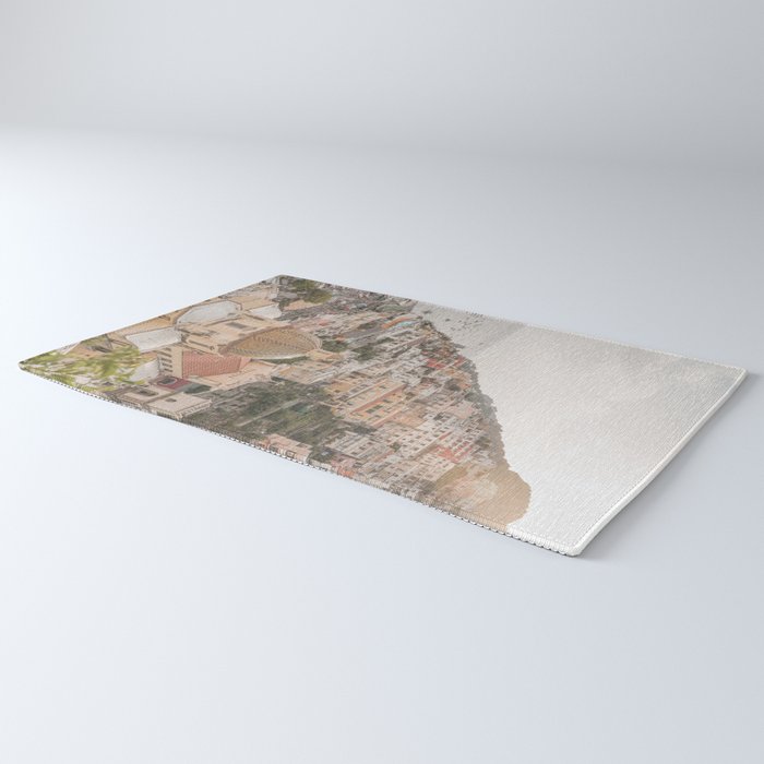 Positano Bliss Photo | Amalfi Coast Mountain Landscape In Pastel Color Art Print | Italy Travel Photography Rug Gallery Image 3